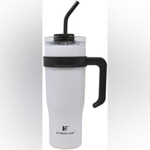 NEW Hydraflow Capri White 40 Tumbler Straw Handle Stainless Water Cold Hot Drink